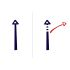 Icon aus einer Kombination aus Pfeilen. Einer geradeaus, der zweite als Doppelfeil, der sich teilt. Symbol f&uuml;r das Produkt Kurskorrektur.