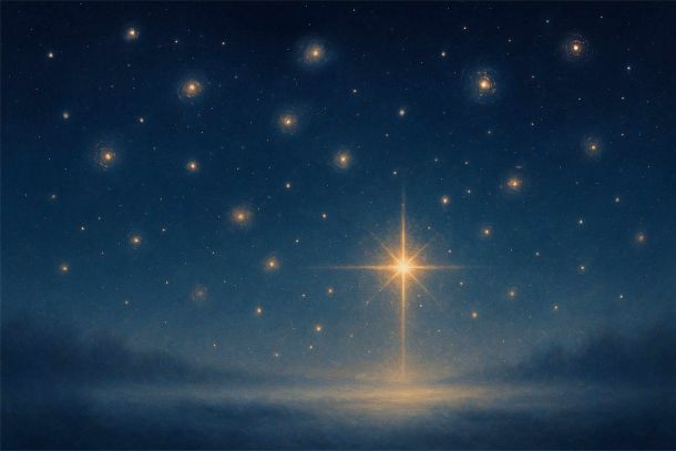 Sternenhimmel &uuml;ber einem See, erstellt mit Unterst&uuml;tzung von KI